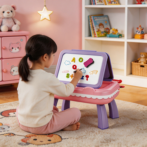 2 in 1 Double Sided Drawing Board Desk with Storage Table Educational Art Easel <b>Toy</b> for Kids <b>Toddlers</b> Preschool <b>Learning</b> - Product Image 4