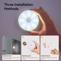 Lampu Kabinet Nirkabel 5V Bertenaga Baterai Modern 8 LED Sensor Gerak ABS Lampu Lemari Sensor Induksi Inframerah Otomatis