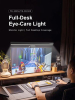 Barre lumineuse LED anti-reflet Wisteria en alliage d'aluminium pour écran, avec couverture complète du bureau, USB, réglable, pour jeux et protection des yeux, lampe de bureau pour PC et bureau