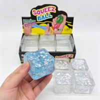 Juguete Antiestrés Cuadrado de Hielo al por Mayor, Juguete Blandito con Purpurina de Copo de Nieve, Juguete Sensorial Elástico con Temática Invernal, Bloque de Cristal