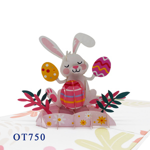 Artisanat découpé au laser du Vietnam, impression offset, carte pop-up 3D lapin Pâques tendance, cadeaux best-sellers, design personnalisé - Product Image 5