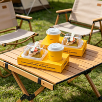 Coffret Combo Personnalisé Café & Dessert Jaune, Plateau à Emporter OEM ODM avec Porte-Gobelet pour Café & Boulangerie