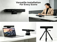 Webcam USB/type-C 4K 30FPS Plug & Play avec prise de son intelligent à longue portée pour les appels vidéo, l'enseignement en ligne, les diffusions en direct et les réunions