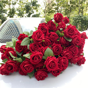 D050764 Rosa Artificial China Roja, Rosa Polvoriento, Rosa Blanca, Rosa de Terciopelo de Tacto Real, Flores Artificiales para Decoración de Bodas y Hogar - Product Image 3