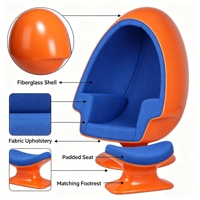 Fauteuil œuf moderne individuel en tissu et coque en fibre de verre pour salon, chambre, coin lecture, hôtel