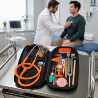 Kit d'examen médical 12 pièces avec stéthoscope à double tête, thermomètre numérique, marteau réflexe, lampe de poche, mètre ruban et étui zippé