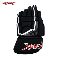 Gants de hockey sur glace pour adolescents Vik-Max 2026, vente chaude, directement de l'usine, noirs avec fibres de nylon jaunes pour joueurs juniors