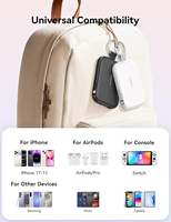RORRY Chargeur portable magnétique sans fil 5000 mAh avec câbles intégrés, batterie externe de voyage avec porte-clés pour iPhone et Apple Watch