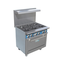 Cuisinière à gaz GPL professionnelle pour restaurant, 6 brûleurs, avec four