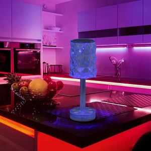 Hotel de lujo 3 Cambio de color Lámpara de escritorio inalámbrica Metal portátil al lado de la lámpara de mesa recargable de cristal Led de moda - Product Image 4