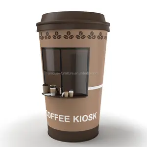 Lüks açık cafe kiosk & cafe bardak yuvarlak şekli sokak kahve kabini | Benzersiz kahve dükkanı açık kiosk tasarımları üreticisi