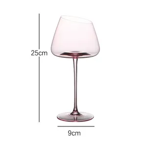 Diyagonal zarif kristal cam şampanya kadehi Modern yüksek ayak tasarımı viski kokteyl şarap bardağı Coupes