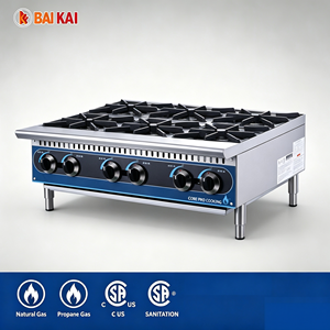 Cuisinière à gaz commerciale à 6 brûleurs, équipement de restaurant, plaque de cuisson à flamme bleue, cuisinière de cuisine professionnelle - Product Image 1