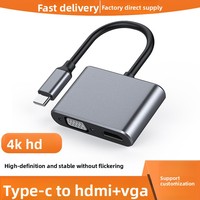 4K HDTV Home Theater & Docking Station Komputer USB3.1 Tipe-C ke HD/VGA 2 in 1 Kombinasi Pelindung dengan Selubung PVC