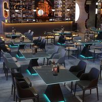 Table et chaises LED pour café, combinaison banquette et table lumineuse LED pour restaurant, couleur claire, style occidental