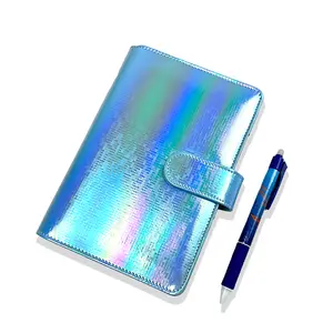 Diario aziendale personalizzato del fornitore della cina Jounal Planner Budget pu leather A6 Laser sprial notebook con buste Budget in contanti