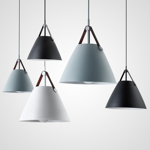 Lampe suspendue de <span class=keywords><strong>plafond</strong></span> pour table à manger nordique, luminaire suspendu moderne en cuir PU coloré pour chevet, hôtel, restaurant - Product Image 1