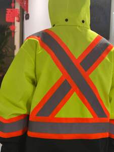 Ensemble imperméable jaune réfléchissant deux pièces pour la sécurité routière et l'entretien des routes en extérieur - Product Image 6