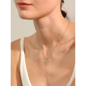 Jinyou 3650 Tinh Tế Sáng Bóng Cubic Zirconia Chữ Thập Vòng Cổ Mặt Dây Chuyền Phụ Nữ Thép Không Gỉ Chất Lượng Cao Đồ Trang Sức Chống Nước - Product Image 3