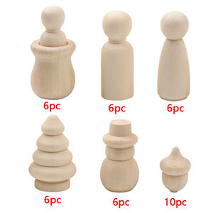 46 Pezzi di Parti in Legno per Artigianato, Bambole in Legno Non Dipinte per Pittura e Decorazione Fai-da-Te, Fornitura all'Ingrosso - Product Image 4