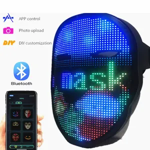 Bluetooth-compatible Control APP Programmable Led Full Party Mask For Halloween Cosplay Masquerade