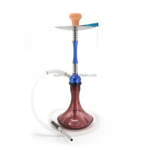 Popular Design Arrive Large Size 22" Shisha Stainless Steel Hookah Russian Hookah With Night Light Glass Tray Matt Hose