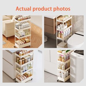 Carrito de Almacenamiento Delgado con Ruedas, Organizador para Espacios Estrechos, Estante Ajustable y Expandible para Cocina, Baño, Lavandería con Gancho Gratuito - Product Image 5