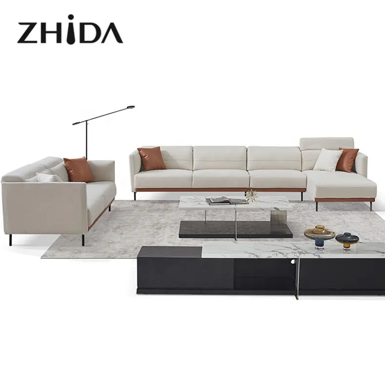 Zhida थोक आधुनिक समकालीन डिजाइन घर कमरे में रहने वाले फर्नीचर sectionals सोफे कोने एल आकार सोफे सोफे विला के लिए सेट