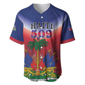 Camiseta de béisbol personalizada del Segundo Imperio de Haití 1849-1859, camiseta de béisbol personalizada con estilo de bandera Anpi an Ayiti para deporte informal - Product Image 4