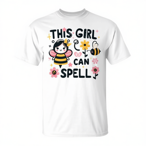 Camiseta para niña con estampado de 'Girl Can Spell' para la competencia escolar de ortografía, camiseta promocional - Product Image 2