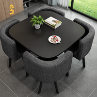 Vente Flash Usine : Ensemble Meubles de Salle à Manger avec Table et Chaises, Piétement Métallique, 5 Pièces pour Cuisine et Salle à Manger