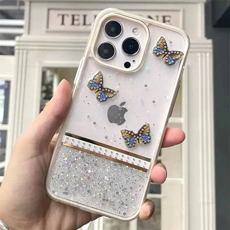 Most fashionable butterfly epoxy funda para celular phone cover For iPhone 14 pro max 13 12 mini xs max