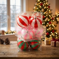Boules de Noël en plastique de 100 mm enveloppées de fil de soie, lot de 4, coffret cadeau, décoration suspendue, modèle Guangdong 171238