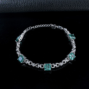 925 Sterling Silver Lab Created Paraiba Color <b>Garnet</b> <b>Bracelet</b> - Product Image 2