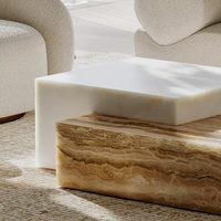 Meubles modernes de luxe en pierre travertin Onyx avec table basse en Onyx blanc pour salon