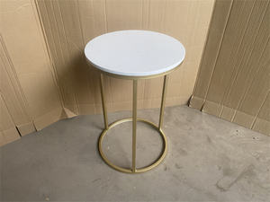 Juego de Mesa de <span class=keywords><strong>Centro</strong></span> Moderno y Económico con Marco de Alambre Metálico Dorado, 2 Piezas, Muebles de Sala de Estar, Mesa Auxiliar Redonda con Tapa de Mármol - Product Image 4