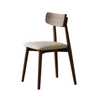 Chaise de salle à manger moderne en chêne massif avec revêtement en cuir, style luxe léger et écologique, pour usage domestique