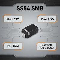 Diode à barrière Schottky SS54 SMB 40V 5A, diode redresseuse SMD DO-214AA, haute fiabilité