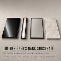 Panneau MDF UV Noir Pur Haute Brillance 1220x2440mm 18mm, Fibreboard Stratifié de Qualité Supérieure Couleur Foncée pour Vitrine de Luxe