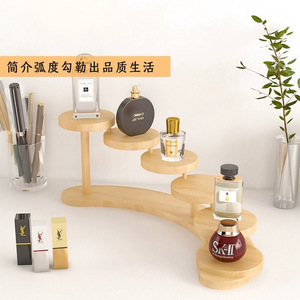 Estante de Madera de Múltiples Niveles, Organizador de Cosméticos Redondo de Escritorio de 6 Niveles, Color Madera Natural - Product Image 4
