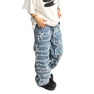 Stacked Ripped Skinny Jeans China Factory Custom Wholesale Made High Quality Popular Mens Pantone Men Pants STREET Style