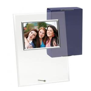 Cornice portafoto in vetro 130x90 mm con bordo argentato per esposizione a parete - Product Image 3