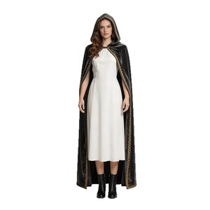Cape en velours pour Halloween, costume de cosplay de vampire, elfe, reine, cape longue à capuche printemps 2026 - Product Image 5