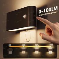 Veilleuse à détecteur de mouvement LOHAS PIR, à brancher, noire, 3000K, à intensité variable, pour escaliers, couloir, salle de bain