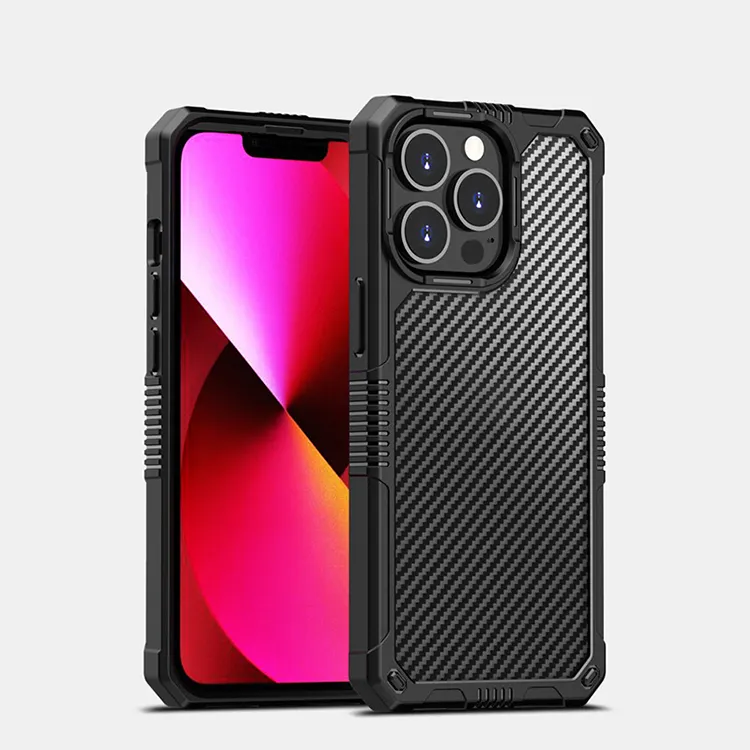 NEW Fashion Shockproof Case Carbon Fiber texture Material case Built-In Air Bag carbon fiber phone case