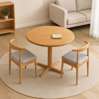 Ensemble table et chaises rondes en bois massif, mobilier moderne pour petits espaces, salon, appartement et maison