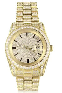 Montre pour homme de luxe à la mode avec boîtier en alliage, cristal de saphir, quartz, acier inoxydable, détails en diamant moissanite - Product Image 2