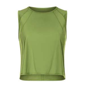 Camiseta Deportiva sin Mangas para Hacer Ejercicio, Cuello Redondo, Ajustada, de Punto Acanalado, Transpirable, de Spandex/Nailon, Color Sólido - Product Image 6