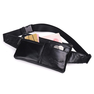 Bolsa de Cintura Masculina em Couro Legítimo, Multi Bolsos, <span class=keywords><strong>Anti</strong></span>-Furto, Com Alça Ajustável, Bolsa Transversal para Uso Diário e Empresarial - Product Image 4