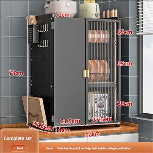 Étagère à vaisselle moderne en métal multi-niveaux grande capacité avec design gain de place pour le rangement des assiettes et des bols - Product Image 4